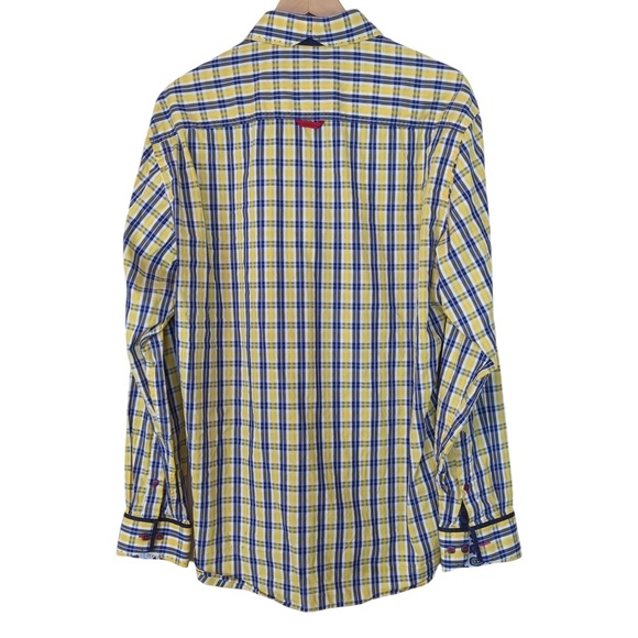 7 Downie St. Men’s Yellow Blue Button Down Long Sleeve Shirt - Picture 5 of 15
